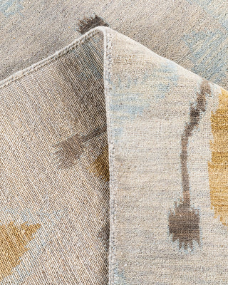 Traditional Ikat Hand Knotted Abstract Wool Beige Area Rug 9' 2" x 12' 4"