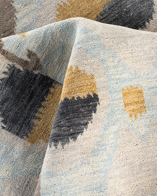 Traditional Ikat Hand Knotted Abstract Wool Beige Area Rug 9' 2" x 12' 4"