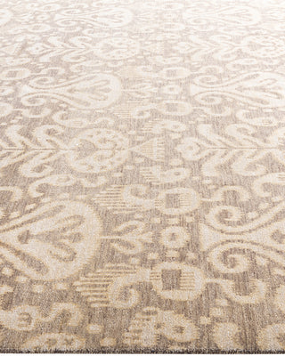 Traditional Ikat Hand Knotted Floral Wool Gray Area Rug 8' 2" x 10' 2"