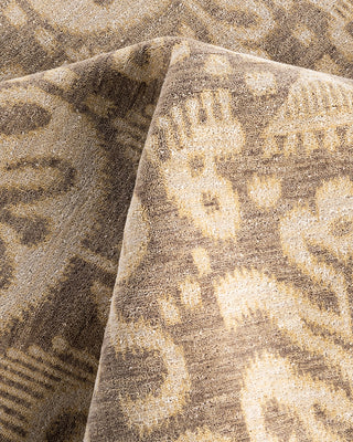 Traditional Ikat Hand Knotted Floral Wool Gray Area Rug 8' 2" x 10' 2"