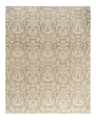Traditional Ikat Hand Knotted Floral Wool Gray Area Rug 8' 2" x 10' 2"