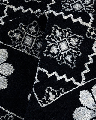 Contemporary Modern Hand Knotted Floral Wool Black Area Rug 8' 3" x 9' 10"