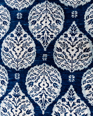 Traditional Ganga Hand Knotted Floral Wool Navy Area Rug 9' 1" x 11' 8"