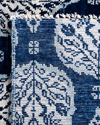 Traditional Ganga Hand Knotted Floral Wool Navy Area Rug 9' 1" x 11' 8"