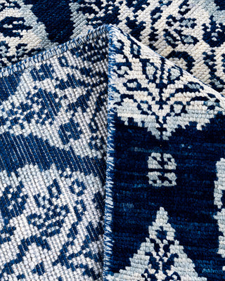 Traditional Ganga Hand Knotted Floral Wool Navy Area Rug 9' 1" x 11' 8"