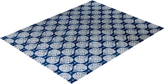Traditional Ganga Hand Knotted Floral Wool Navy Area Rug 9' 1" x 11' 8"