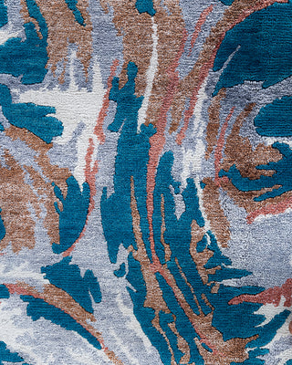 Contemporary Modern Hand Knotted Abstract Silk & Wool Blend Pink Area Rug 9' 2" x 12' 3"