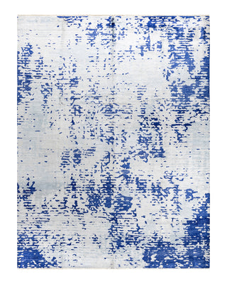 Contemporary Modern Hand Knotted Abstract Silk Gray Area Rug 9' 1" x 11' 10"