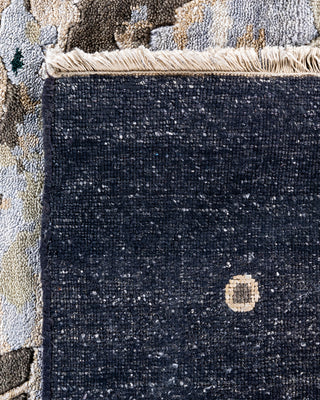Traditional Ikat Hand Knotted Abstract Silk & Wool Blend Black Area Rug 8' 0" x 9' 10"