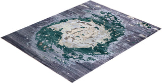 Traditional Ikat Hand Knotted Abstract Silk & Wool Blend Black Area Rug 8' 0" x 9' 10"