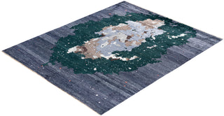 Traditional Ikat Hand Knotted Abstract Silk & Wool Blend Black Area Rug 8' 0" x 9' 10"