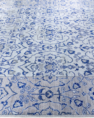 Contemporary Modern Hand Knotted Floral Silk Beige Area Rug 9' 0" x 12' 4"