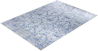 Contemporary Modern Hand Knotted Floral Silk Beige Area Rug 9' 0" x 12' 4"