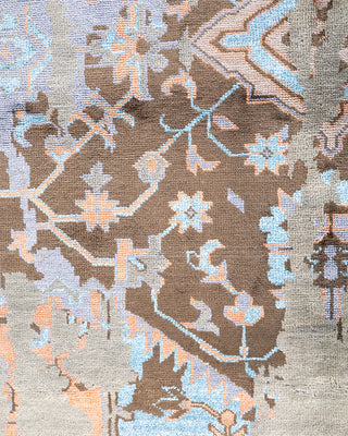 Traditional Ikat Hand Knotted Abstract Silk & Wool Blend Gray Area Rug 8' 1" x 10' 2"