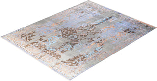 Traditional Ikat Hand Knotted Abstract Silk & Wool Blend Gray Area Rug 8' 1" x 10' 2"