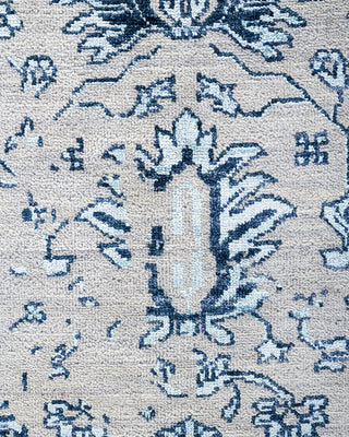 Traditional Ikat Hand Knotted Abstract Silk & Wool Blend Gray Area Rug 8' 2" x 10' 1"