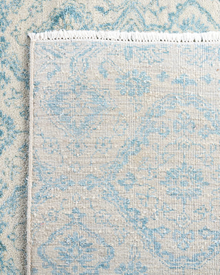 Traditional Ikat Hand Knotted Geometric Silk & Wool Blend Gray Area Rug 8' 10" x 10' 1"