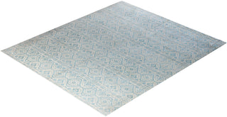 Traditional Ikat Hand Knotted Geometric Silk & Wool Blend Gray Area Rug 8' 10" x 10' 1"