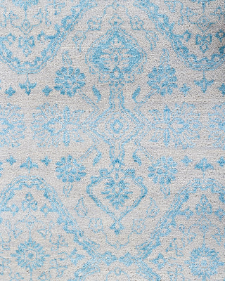 Traditional Ikat Hand Knotted Floral Silk & Wool Blend Beige Area Rug 9' 0" x 10' 2"