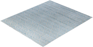 Traditional Ikat Hand Knotted Floral Silk & Wool Blend Beige Area Rug 9' 0" x 10' 2"