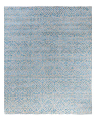 Traditional Ikat Hand Knotted Floral Silk & Wool Blend Beige Area Rug 9' 0" x 10' 2"