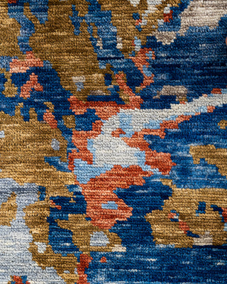 Contemporary Modern Hand Knotted Abstract Wool Blue Area Rug 9' 0" x 12' 0"