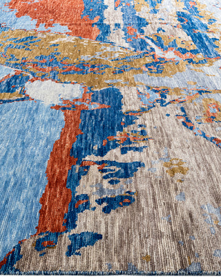 Contemporary Modern Hand Knotted Abstract Wool Blue Area Rug 9' 0" x 12' 0"