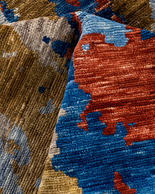 Contemporary Modern Hand Knotted Abstract Wool Blue Area Rug 9' 0" x 12' 0"
