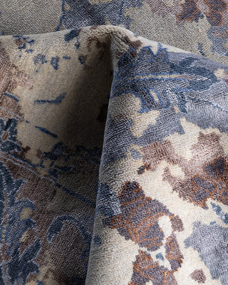 Traditional Ikat Hand Knotted Abstract Silk & Wool Blend Gray Area Rug 8' 3" x 10' 3"