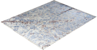 Traditional Ikat Hand Knotted Abstract Silk & Wool Blend Gray Area Rug 8' 3" x 10' 3"
