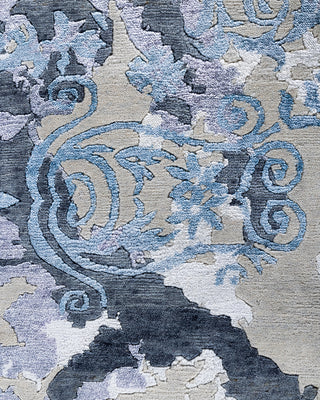 Contemporary Modern Hand Knotted Abstract Silk & Wool Blend Beige Area Rug 9' 4" x 12' 2"