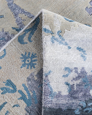 Contemporary Modern Hand Knotted Abstract Silk & Wool Blend Beige Area Rug 9' 4" x 12' 2"