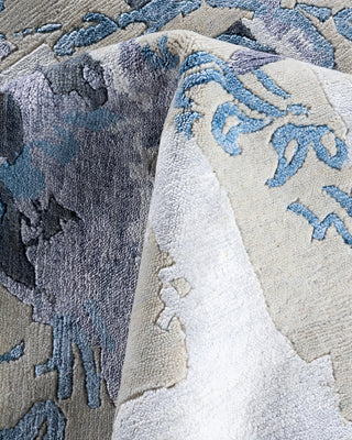 Contemporary Modern Hand Knotted Abstract Silk & Wool Blend Beige Area Rug 9' 4" x 12' 2"