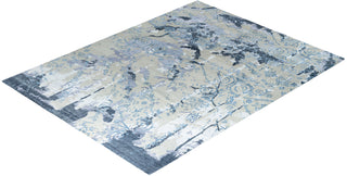 Contemporary Modern Hand Knotted Abstract Silk & Wool Blend Beige Area Rug 9' 4" x 12' 2"