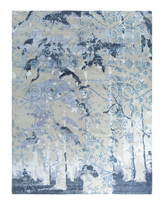 Contemporary Modern Hand Knotted Abstract Silk & Wool Blend Beige Area Rug 9' 4" x 12' 2"