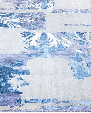 Contemporary Abstarct Wool, Silk Hand Knotted Gray Area Rug 9' 3" x 12' 2"