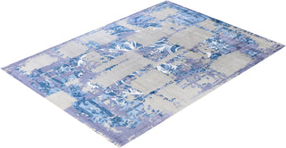Contemporary Abstarct Wool, Silk Hand Knotted Gray Area Rug 9' 3" x 12' 2"