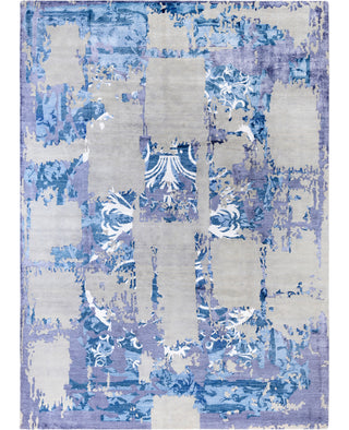 Contemporary Abstarct Wool, Silk Hand Knotted Gray Area Rug 9' 3" x 12' 2"