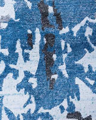 Contemporary Modern Hand Knotted Abstract Silk Blue Area Rug 8' 2" x 10' 2"