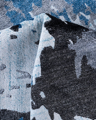 Contemporary Modern Hand Knotted Abstract Silk Blue Area Rug 8' 2" x 10' 2"