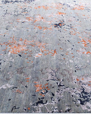 Contemporary Modern Hand Knotted Abstract Silk & Wool Blend Gray Area Rug 8' 2" x 10' 1"