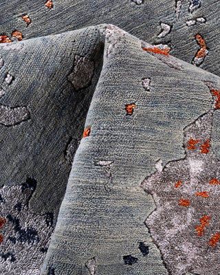 Contemporary Modern Hand Knotted Abstract Silk & Wool Blend Gray Area Rug 8' 2" x 10' 1"