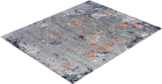 Contemporary Modern Hand Knotted Abstract Silk & Wool Blend Gray Area Rug 8' 2" x 10' 1"