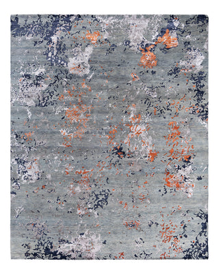 Contemporary Modern Hand Knotted Abstract Silk & Wool Blend Gray Area Rug 8' 2" x 10' 1"