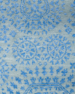 Traditional Ikat Hand Knotted Abstract Silk & Wool Blend Gray Area Rug 8' 10" x 12' 0"