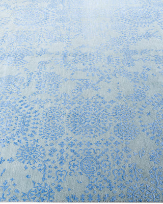 Traditional Ikat Hand Knotted Abstract Silk & Wool Blend Gray Area Rug 8' 10" x 12' 0"