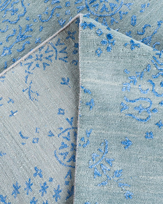 Traditional Ikat Hand Knotted Abstract Silk & Wool Blend Gray Area Rug 8' 10" x 12' 0"