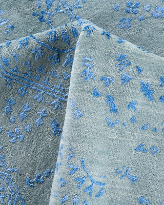 Traditional Ikat Hand Knotted Abstract Silk & Wool Blend Gray Area Rug 8' 10" x 12' 0"