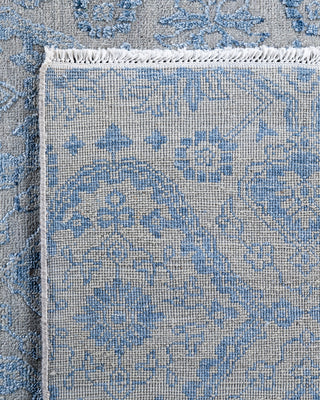 Traditional Ikat Hand Knotted Floral Silk & Wool Blend Gray Area Rug 9' 0" x 12' 4"