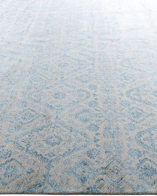 Traditional Ikat Hand Knotted Geometric Silk & Wool Blend Beige Area Rug 9' 0" x 12' 2"